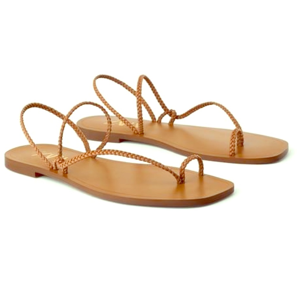 Zara leather braided ancient flat Greek sandals
